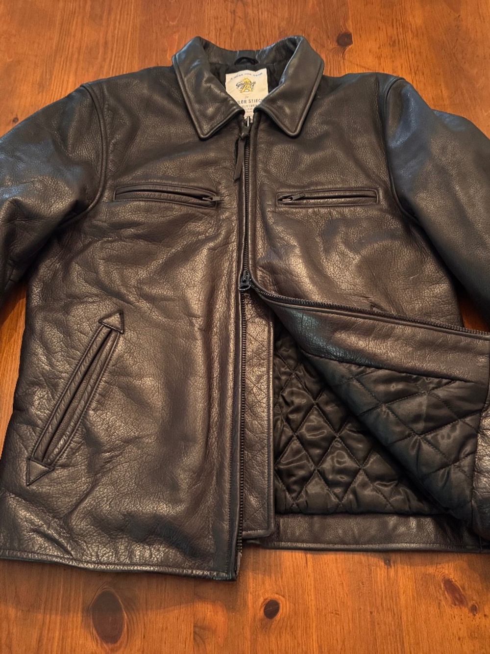 Taylor Stitch Black Leather Moto Jacket Size Large
